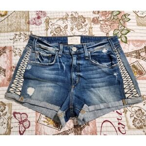 McGuire Women's Distressed Blue Jeans‎ Shorts Embroidered Sided  Stretch Size 26